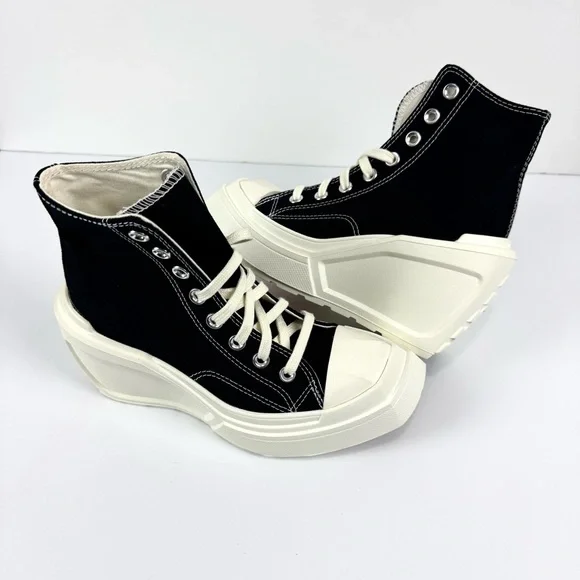 Converse All Star Chuck Taylor Black 70 De Luxe Wedge Hi Platform Sneakers 5.5 - Picture 2 of 12